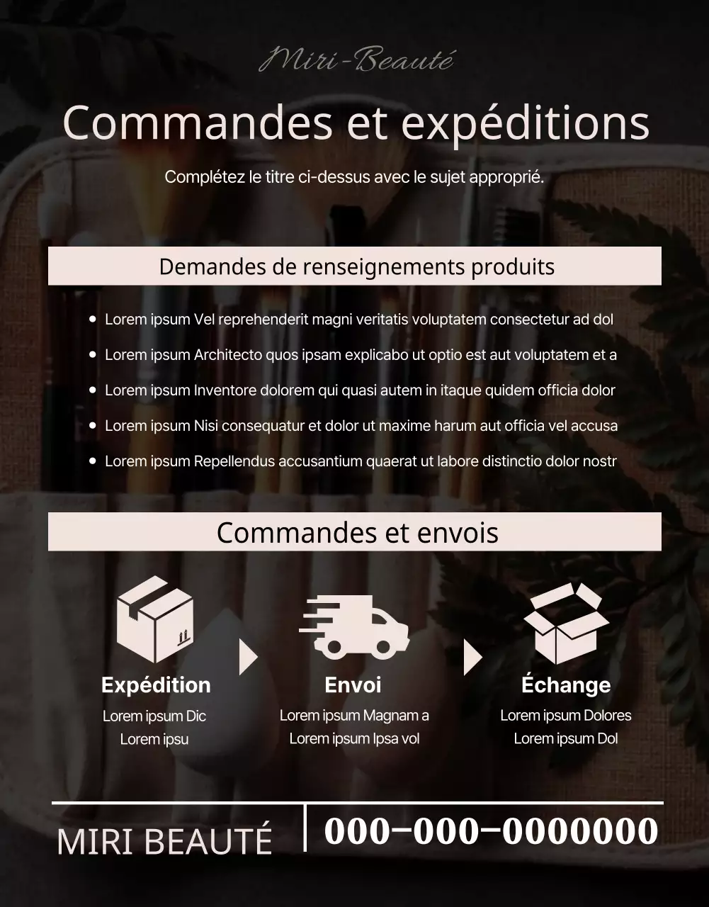 Promouvoir des brosses luxueuses en noir et beige