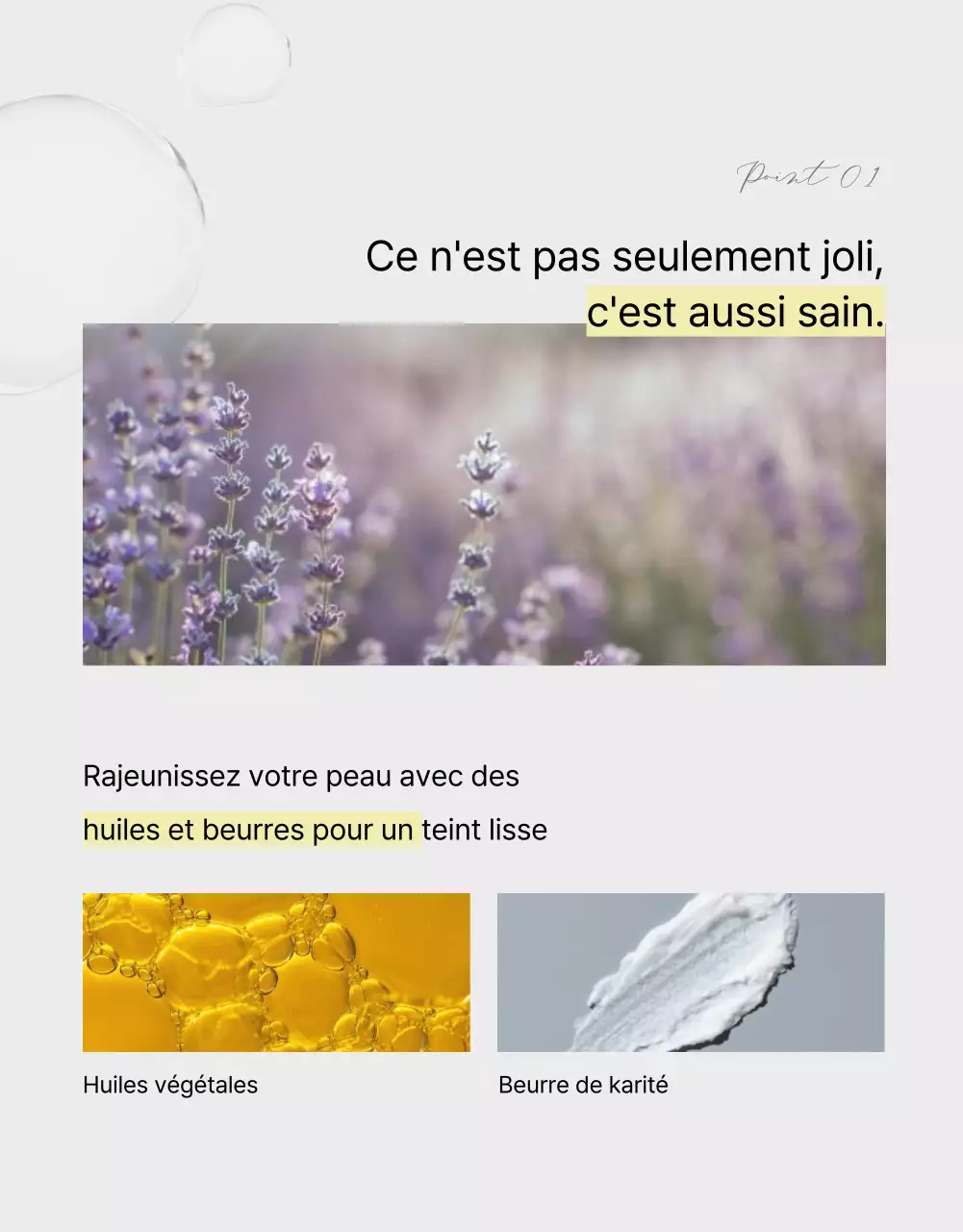 Page de vente de bombes de bain d'aspect naturel avec des palmiers verts