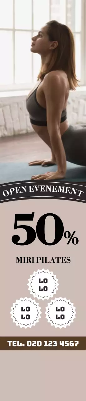 Een schone, beige Pilates-promotie