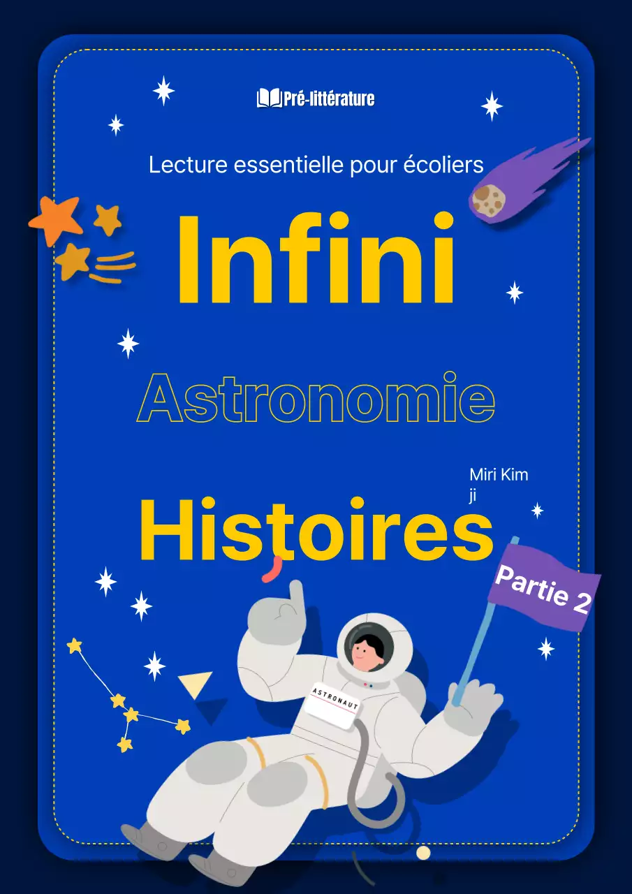 Histoire d'astronomie avec des images de planètes bleues et jaunes