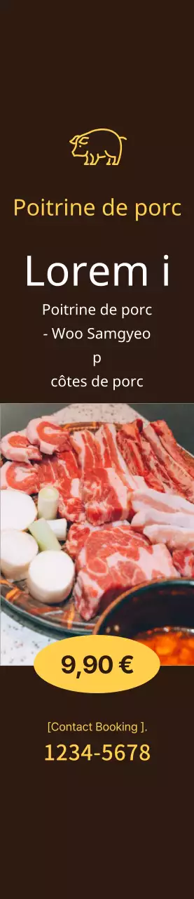 Moyen promotionnel de la poitrine de porc à volonté sur fond brun