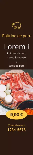 Moyen promotionnel de la poitrine de porc à volonté sur fond brun