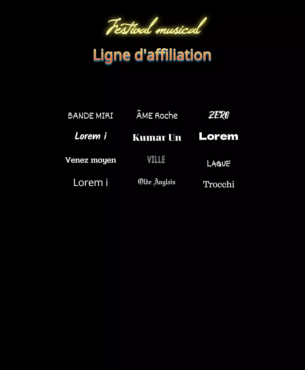 Festival de rock avec un concept d'éclair en dégradé de rouge