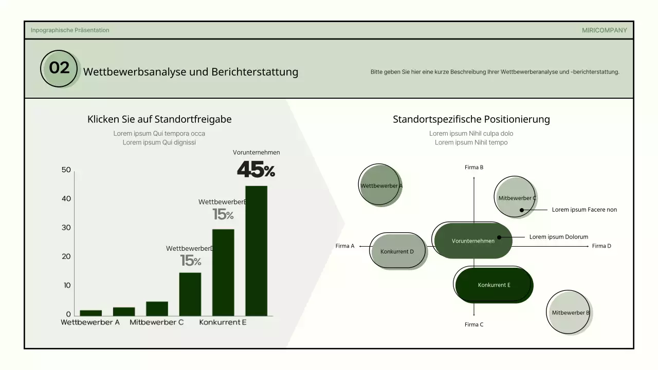 Einfache Formen in grün und beige Business-Infografik Präsentation