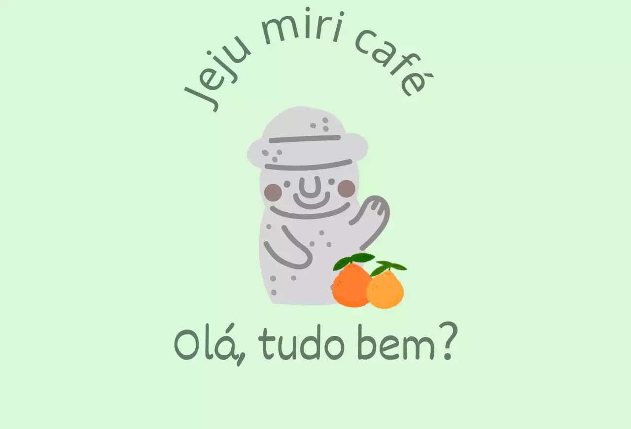 Jeju Cafe Balt, um bonito café cor de menta com tangerinas e dolharbangs da ilha de Jeju