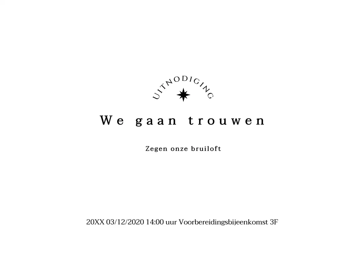 Bruiloft tekst met een sterrensprong concept