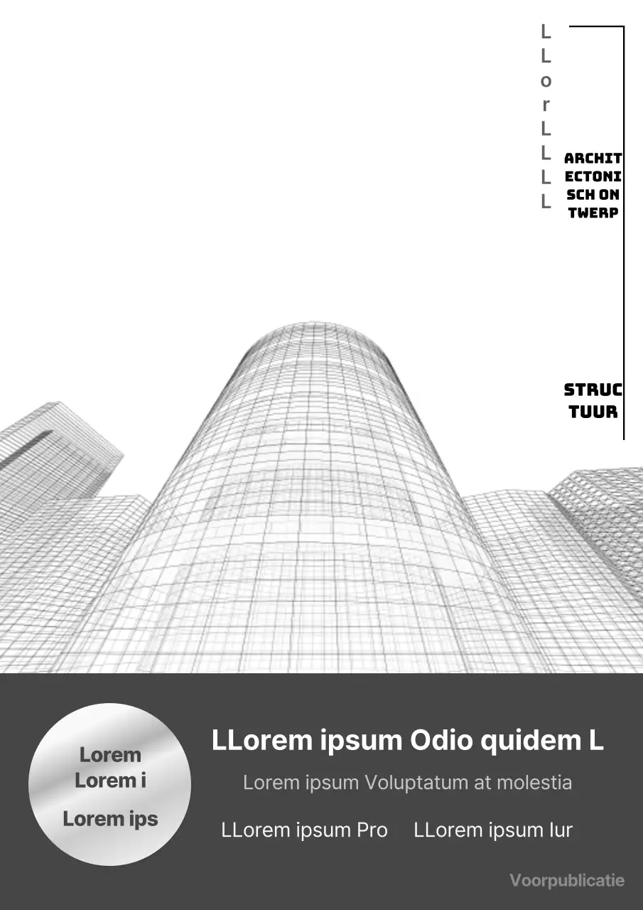 Architectonisch ontwerp omslag met een architectonische illustratie op een witte achtergrond