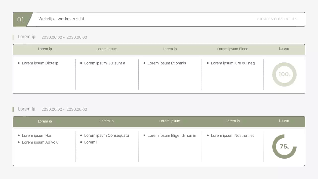 Eenvoudig, uitbreidbaar weekoverzicht in kaki pasteltinten