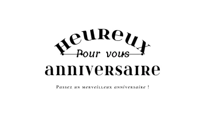 Enveloppe de carte postale d'anniversaire avec texte noir et illustration au trait
