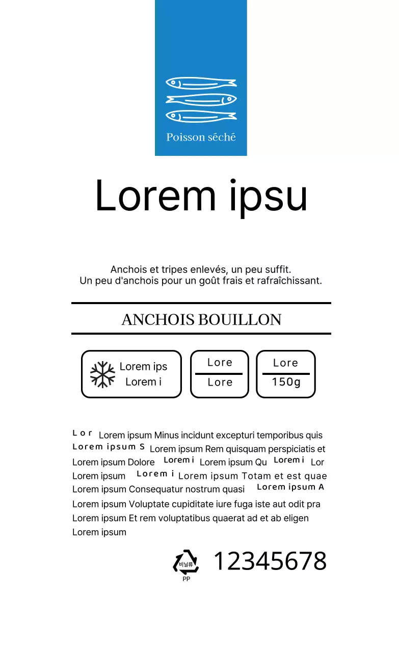 Étiquette de déclaration des produits de la mer simple, ligne blanche