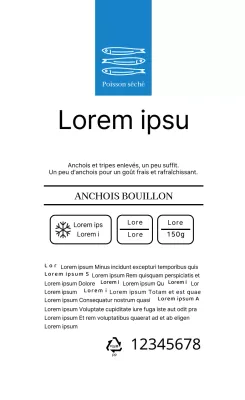 Étiquette de déclaration des produits de la mer simple, ligne blanche