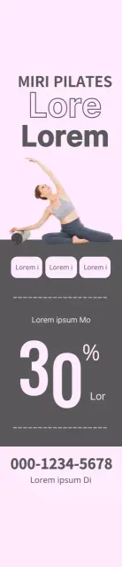 Bannière de l'événement Pilates Open Event avec des carrés gris sur fond rose