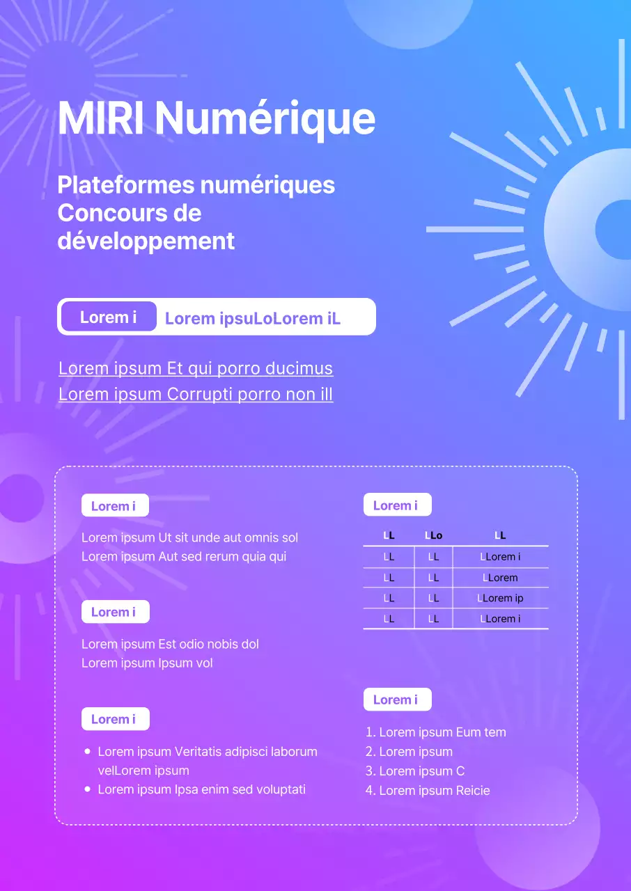 Avis de concours pour un style épuré avec un dégradé de bleu et de violet