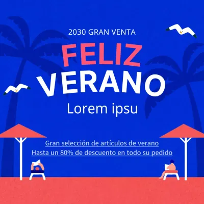 Promueve una bonita venta de verano en azul y rosa