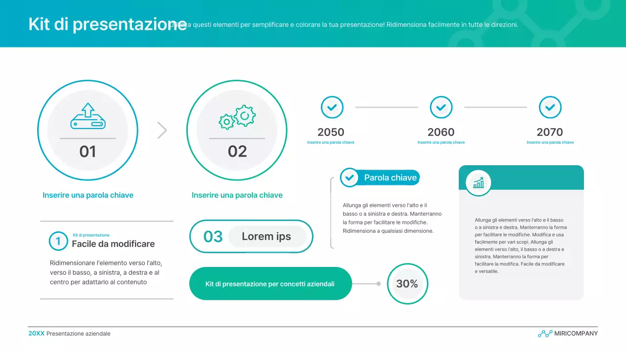 Semplice presentazione aziendale a gradiente in azzurro e verde