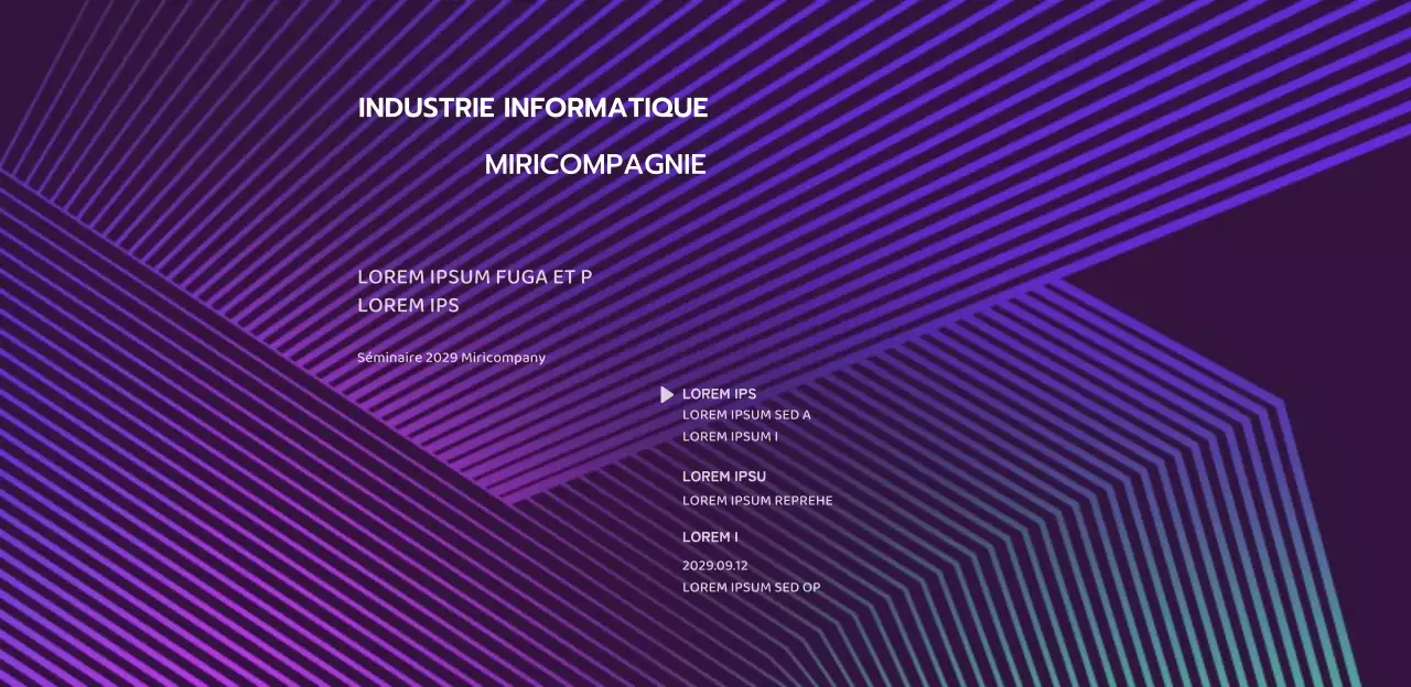Séminaire d'affaires avec dégradé graphique violet et noir