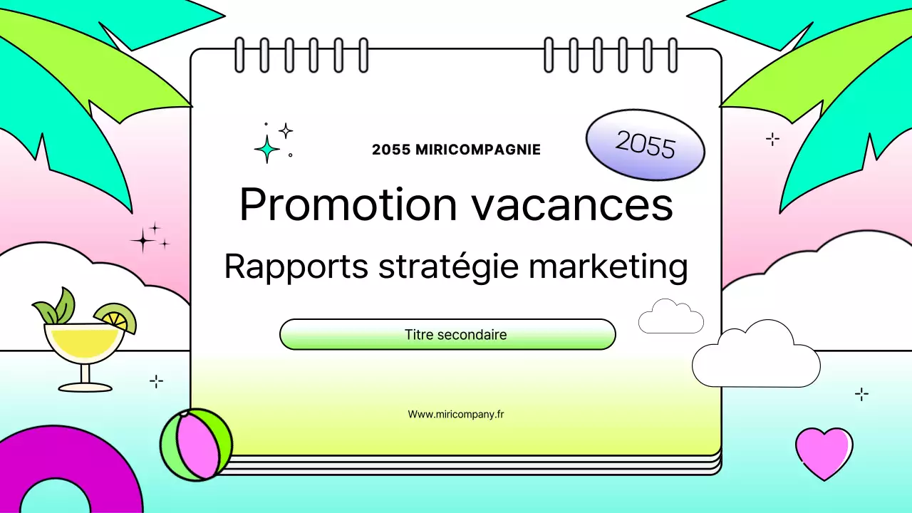 Rapport stratégique kitsch avec un concept de journal de vacances