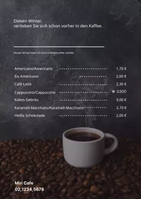 Eine moderne und einfache Getränkekarte