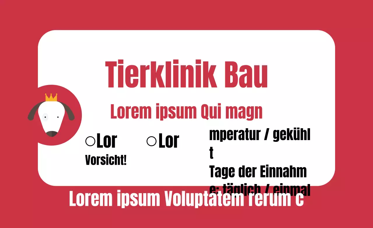 Roter, abgerundeter, quadratischer Rahmen, Etikett für Tierärzte