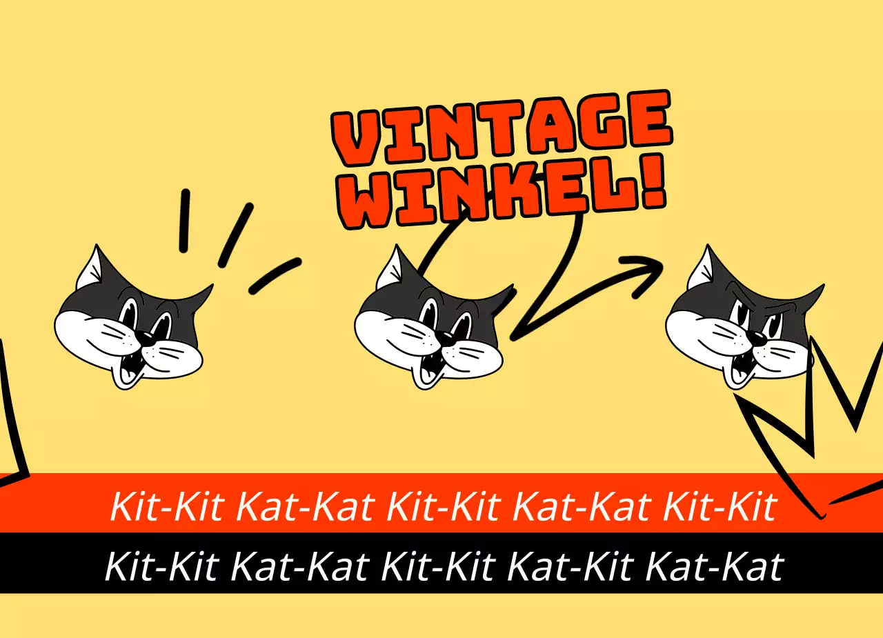 Een jong en schattig vintagewinkeltje in rood en geel