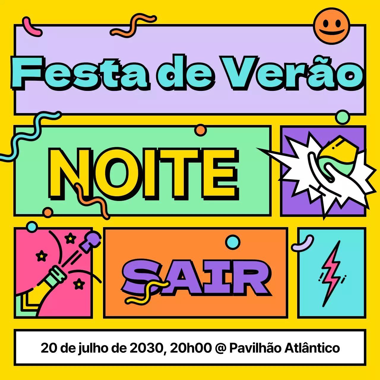 Alertas de festa pop-art kitsch