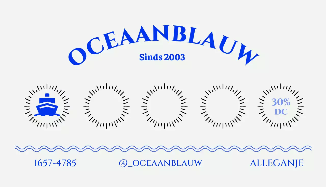 Visrestaurant coupon visitekaartje met blauwe accenten