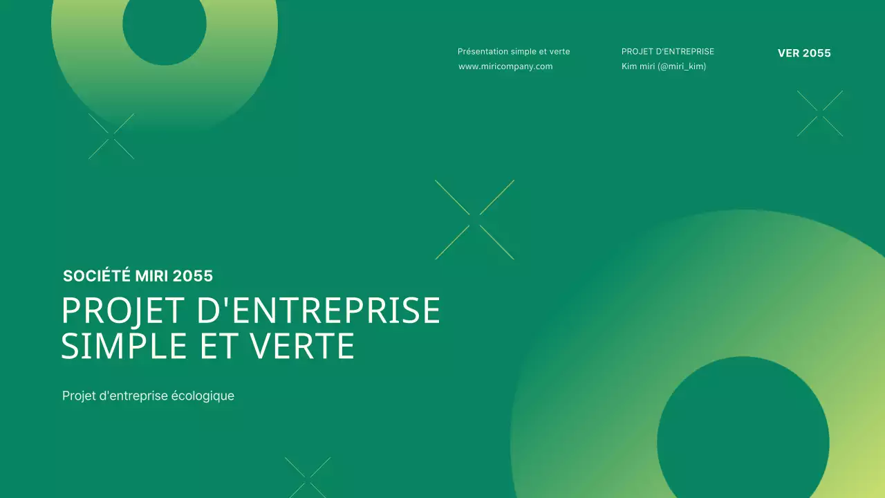 Présentation simple d'un projet d'entreprise avec des points en forme de cercle vert