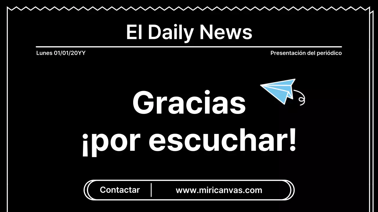 Presentación llamativa con líneas atrevidas en un concepto de periódico sobre fondo negro