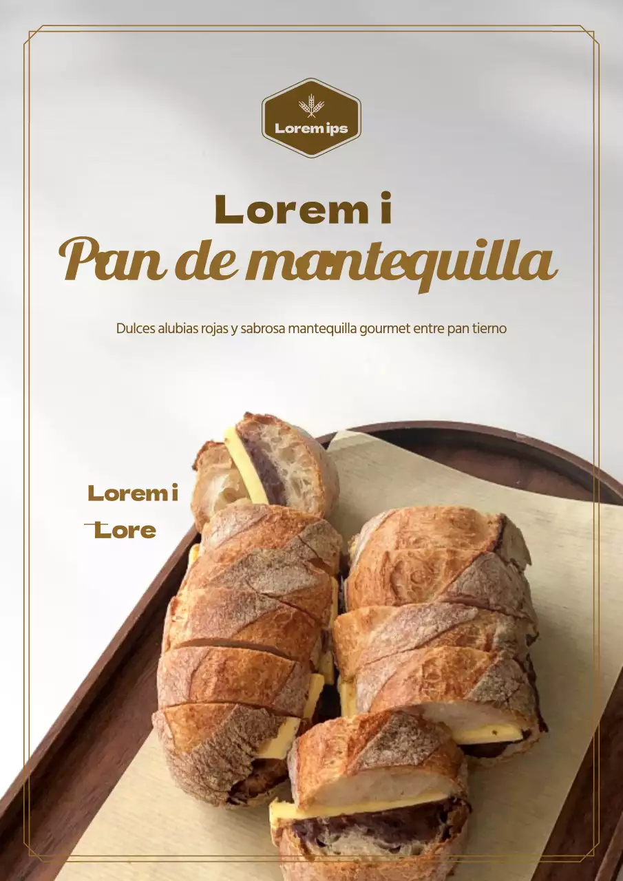 Resalte las fotos en marrones y grises para promocionar el menú de su panadería