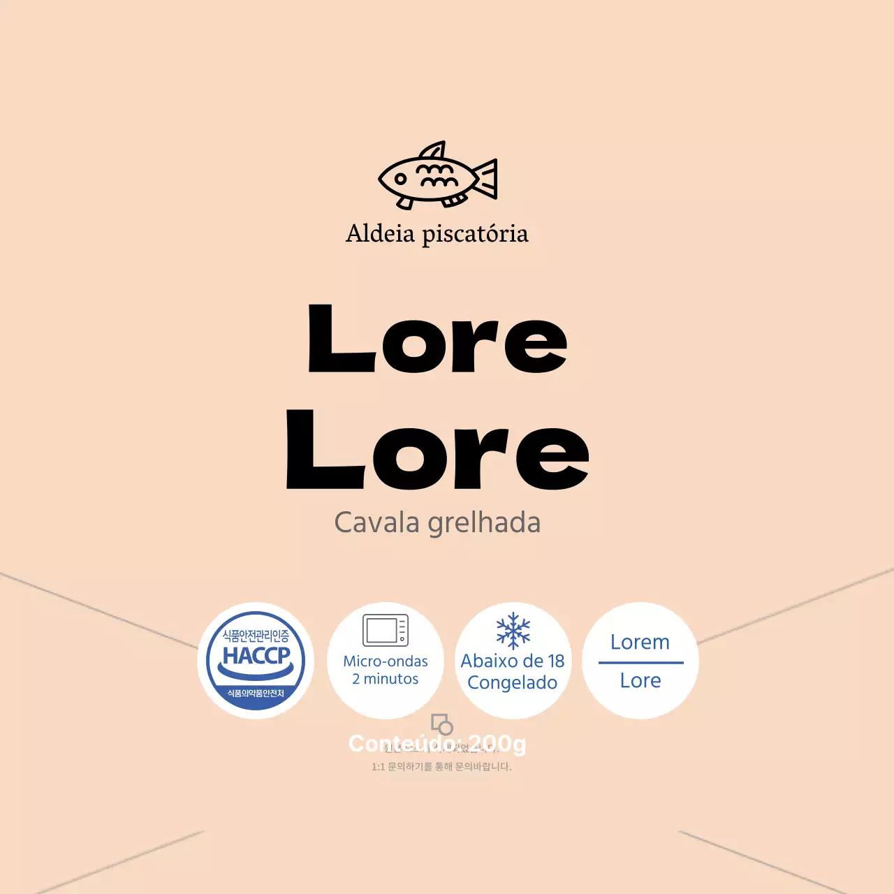 Rótulo de marisco de cavala espanhola grelhada simples azul-rosa