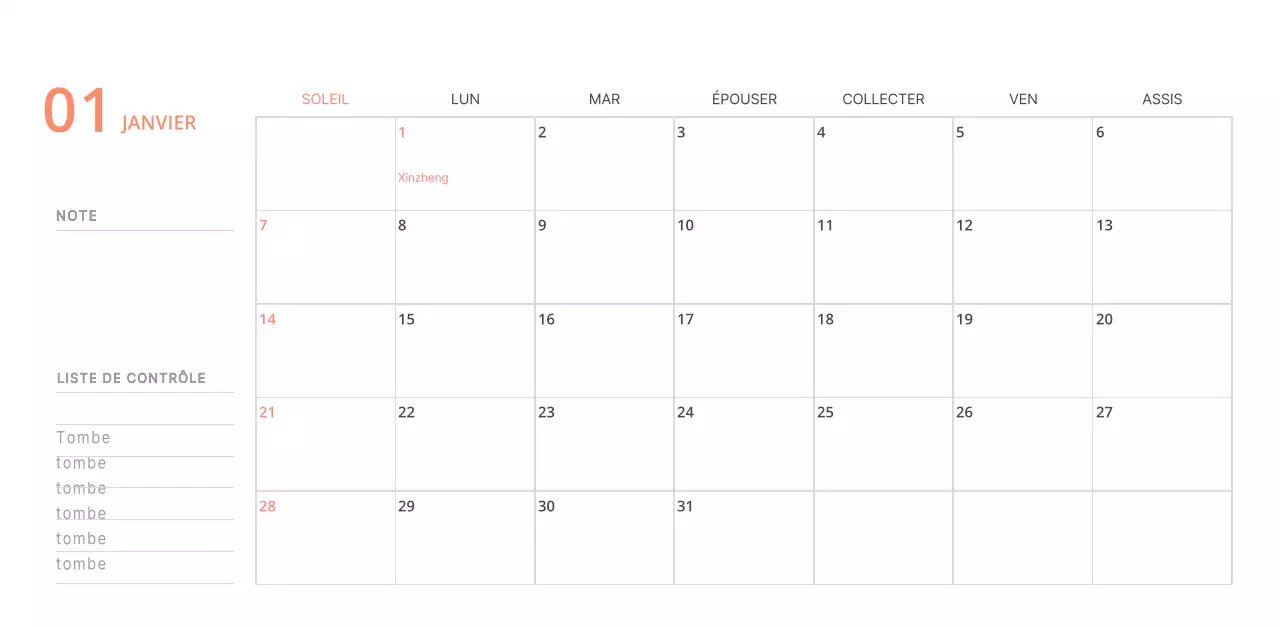 Calendrier de bureau illustré vert sur le thème de la famille
