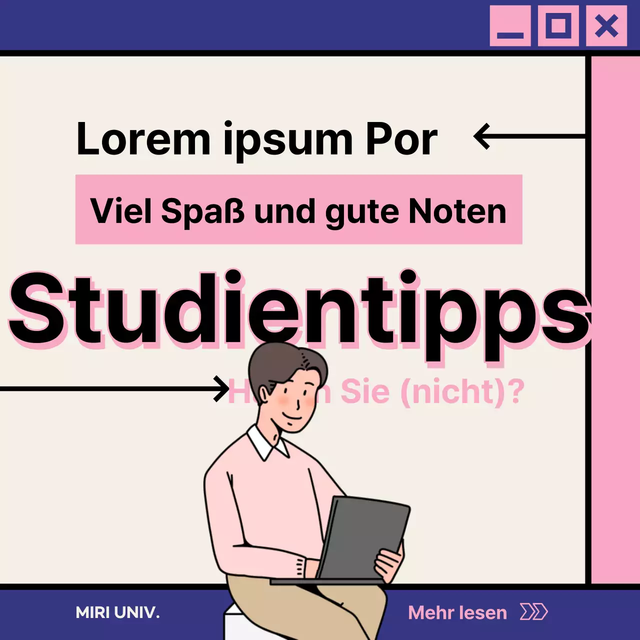 Einfache Lerntipps mit rosa und marineblauen Titelakzenten