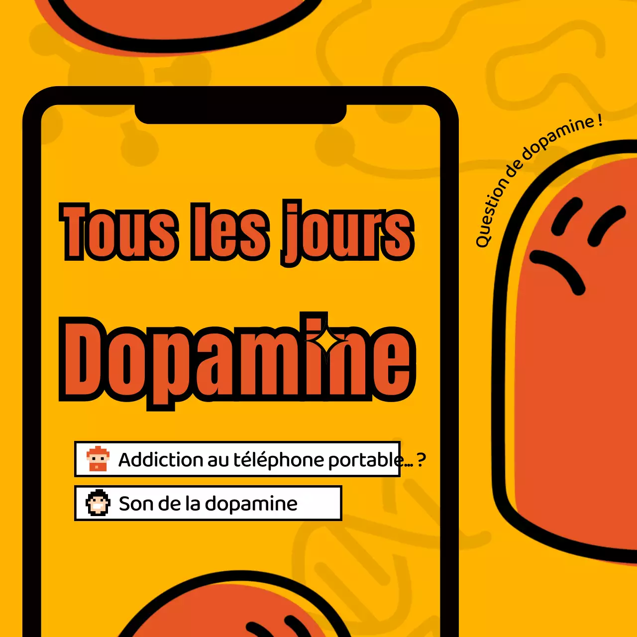 Concevoir un cadre de téléphone coloré et illustréIntroduction à la dopamine