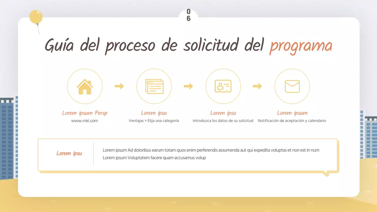 Guía del programa de la oficina gubernamental en blanco y amarillo brillante