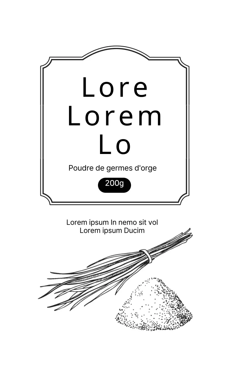 Illustration en blanc d'une étiquette alimentaire simple