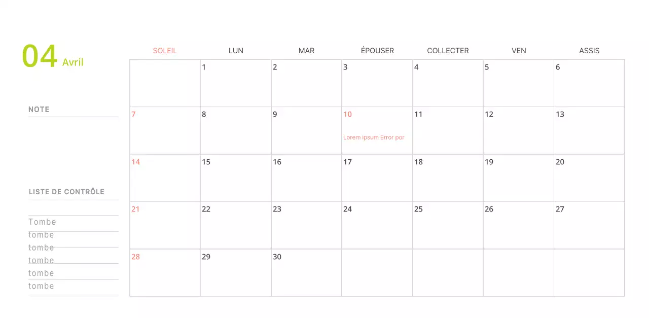 Calendrier de bureau illustré vert sur le thème de la famille