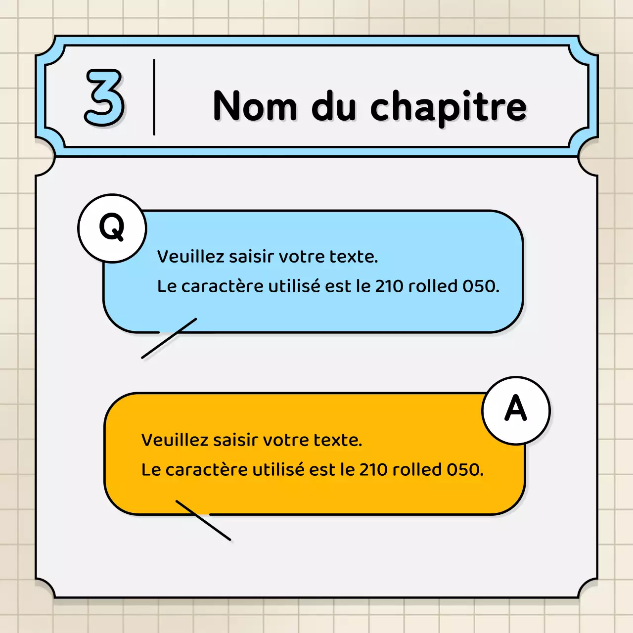 Bulles de texte bleu clair et jaune et illustration mignonne