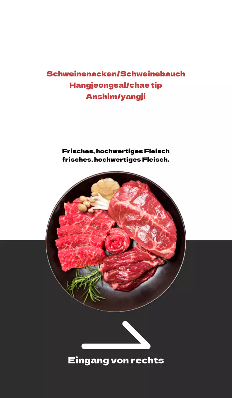 Bewerben Sie Ihre Metzgerei mit einem sauberen weiß-grauen Look