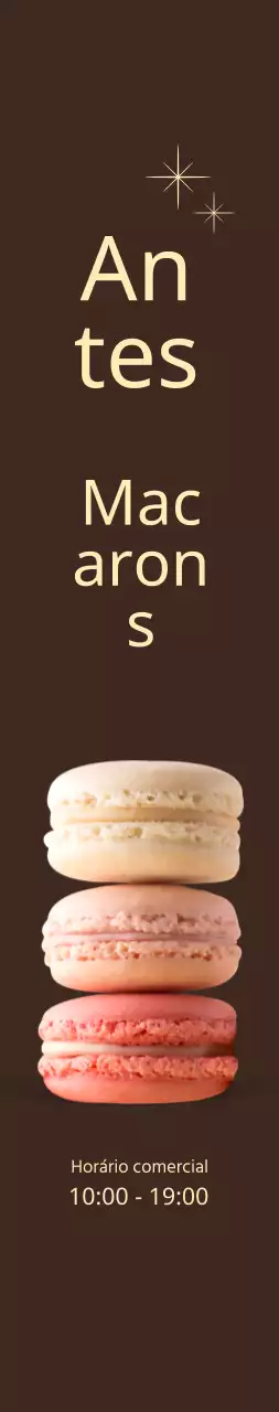 Promoção aberta de macaron em grande escala sobre fundo castanho