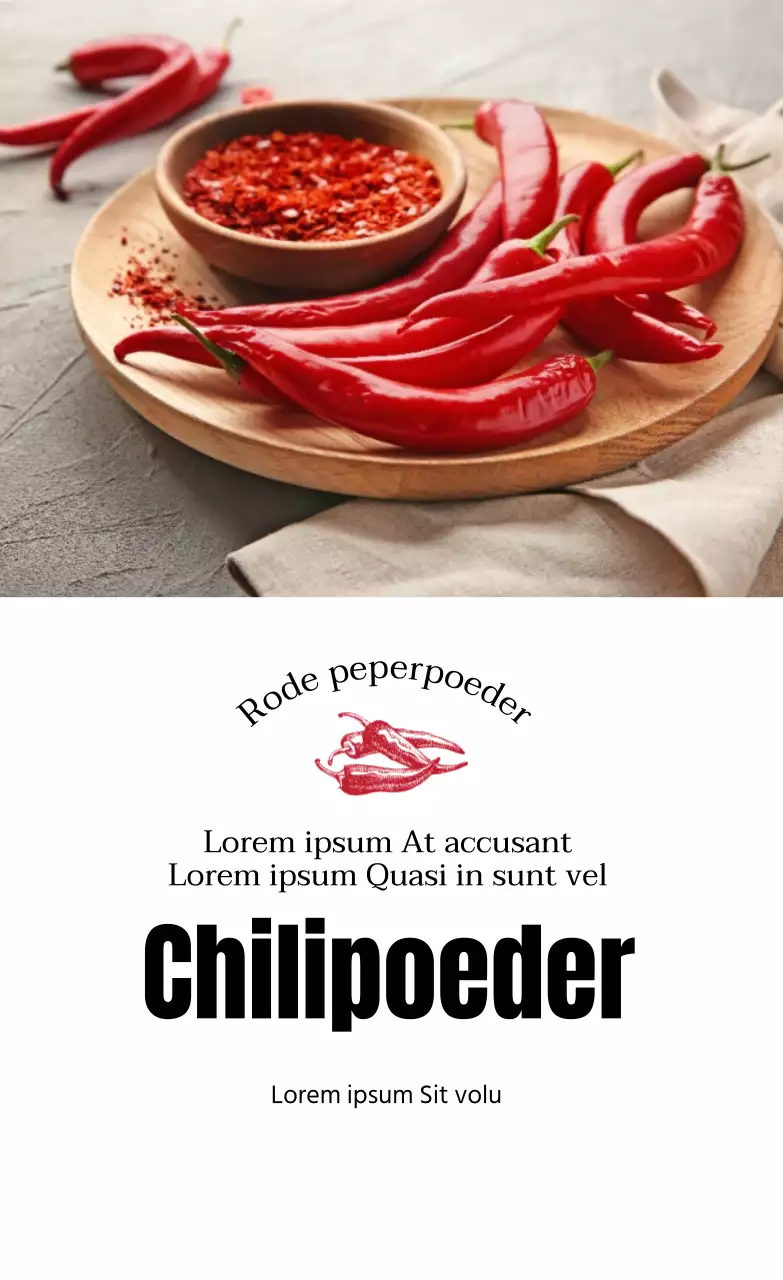 Keurige voedseletiketten met rode foto-illustraties