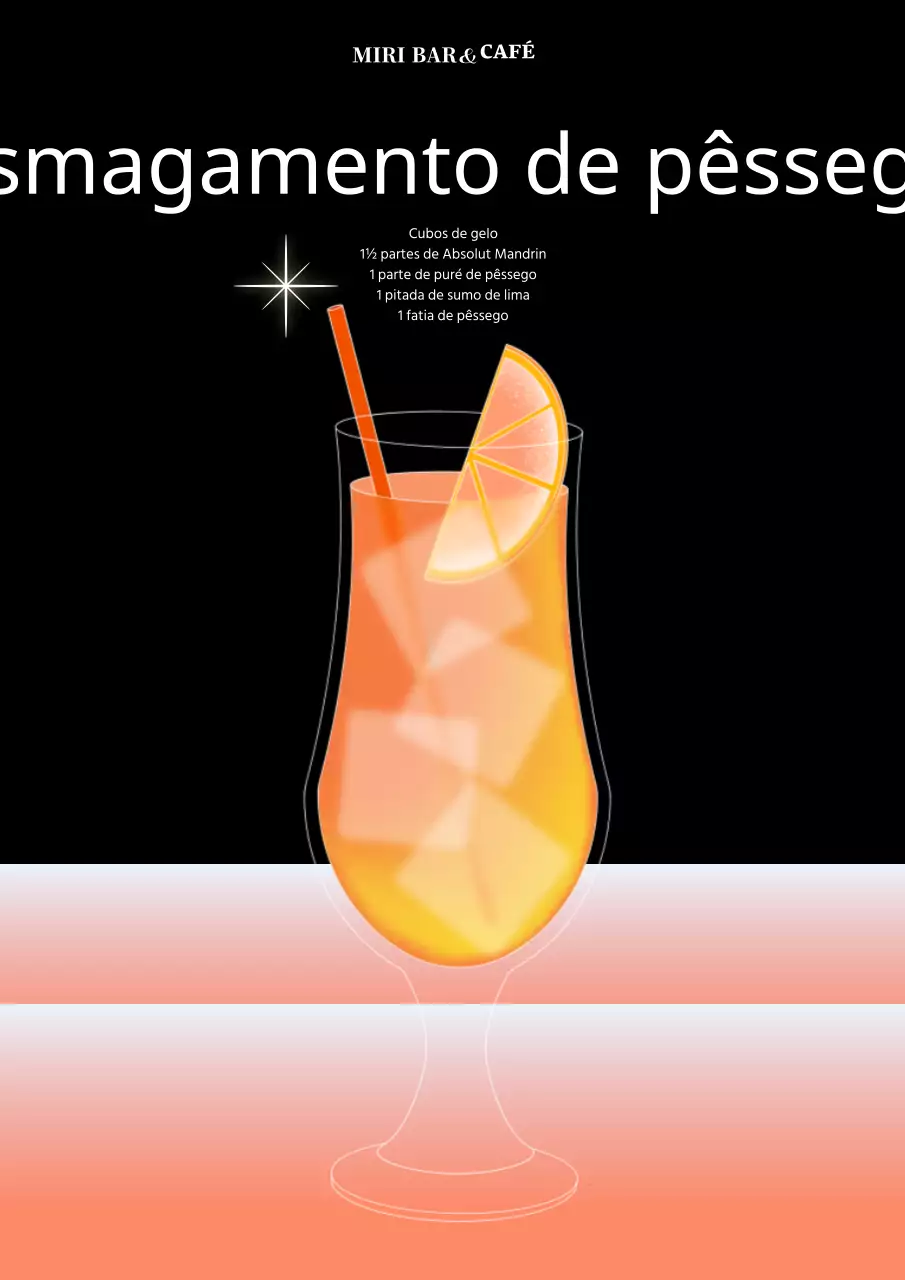 Cartaz de cocktail laranja e cor-de-rosa