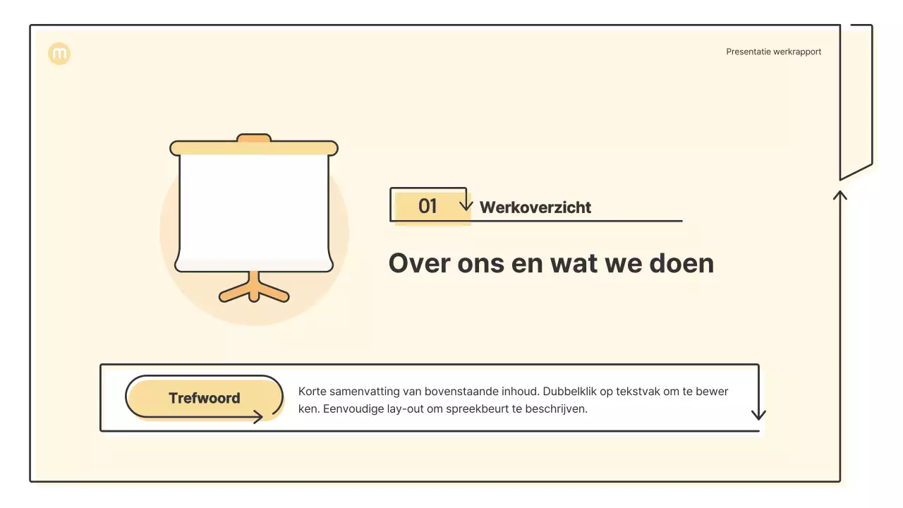 Puntvormen met pijlen in lichtgeel Zakelijk presentatiepakket