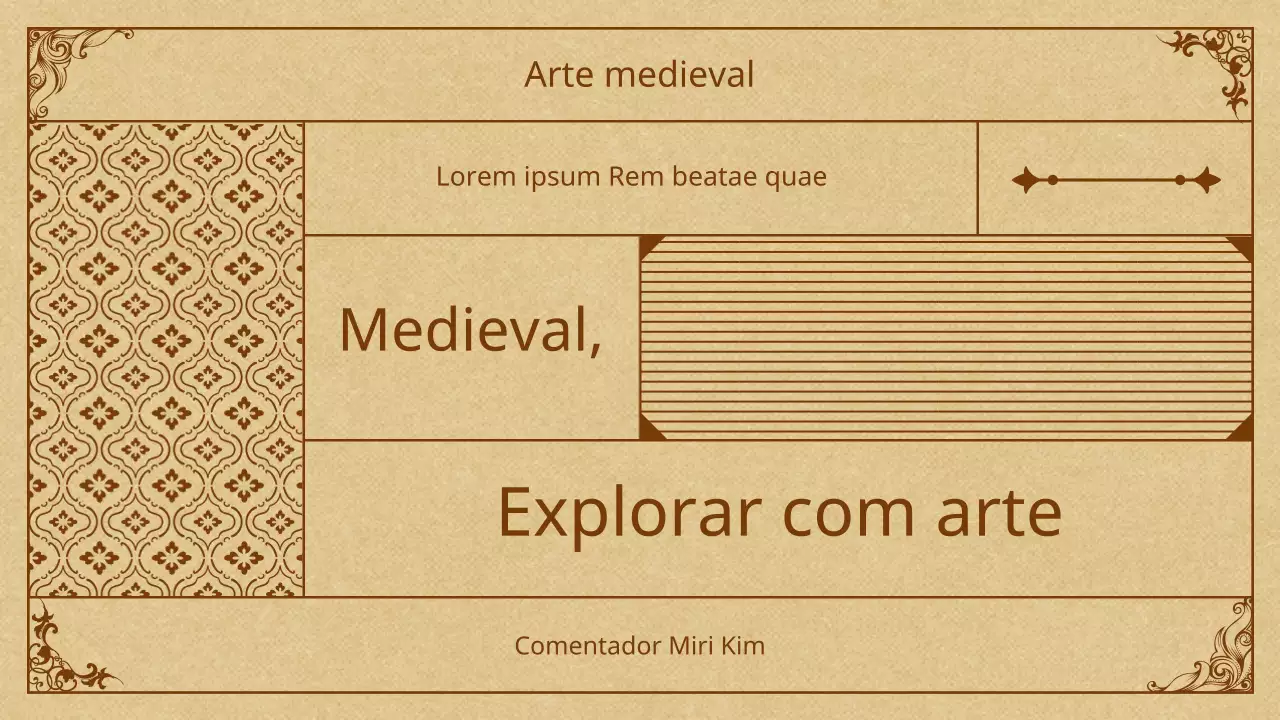 Apresentação da Arte Medieval em Bege e Castanho
