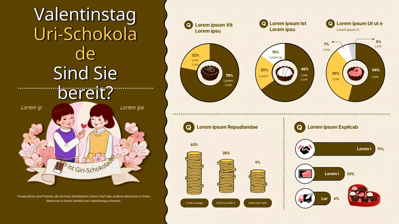 Umfrage über braune und gelbe Schokolade für Büroangestellte zum Valentinstag