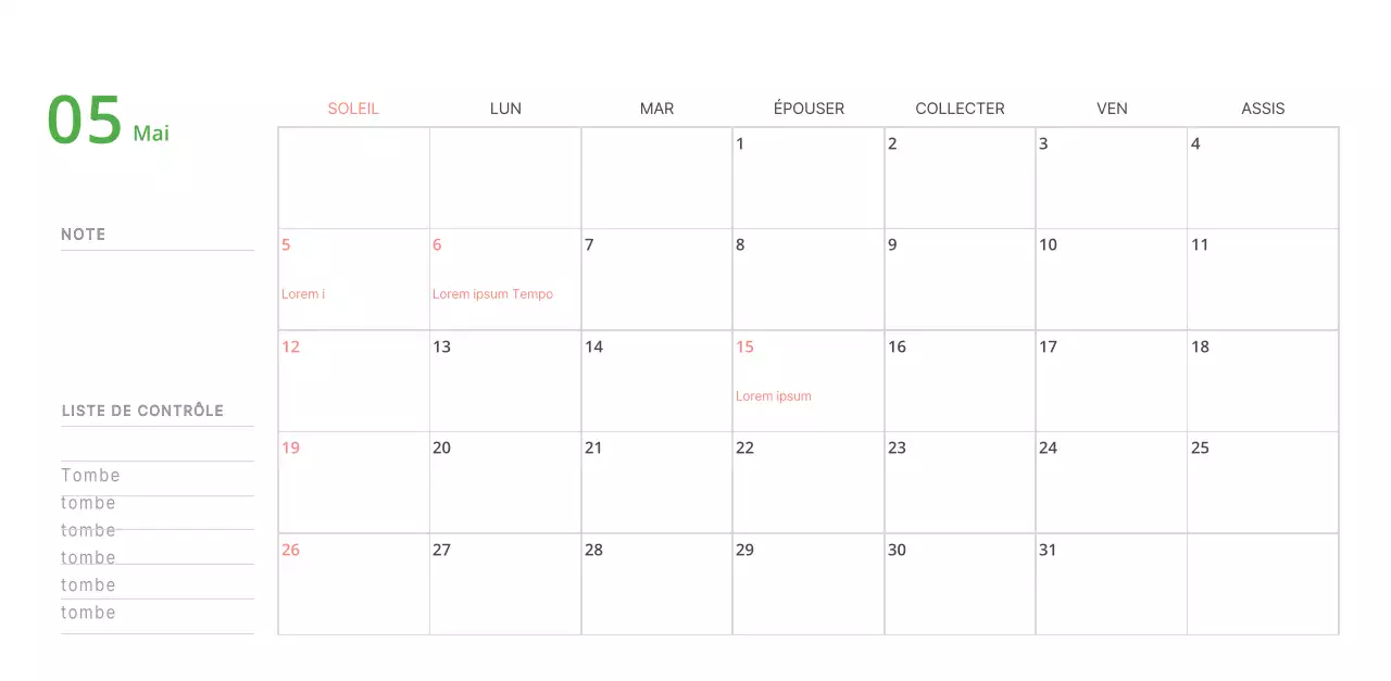 Calendrier de bureau illustré vert sur le thème de la famille