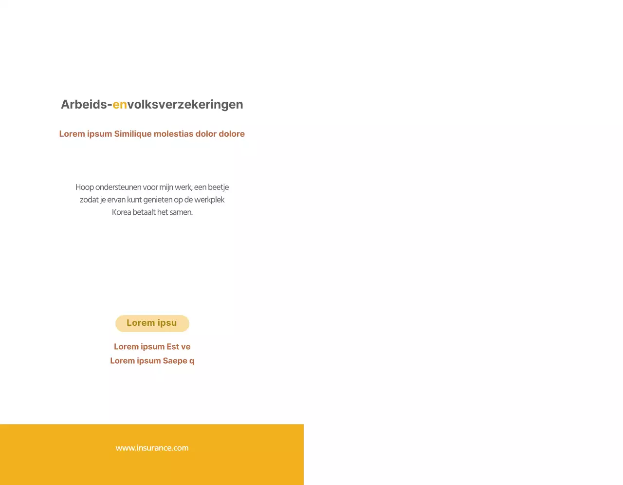 Een eenvoudige gele tekst en afbeelding ter promotie van het nationale verzekeringsstelsel.