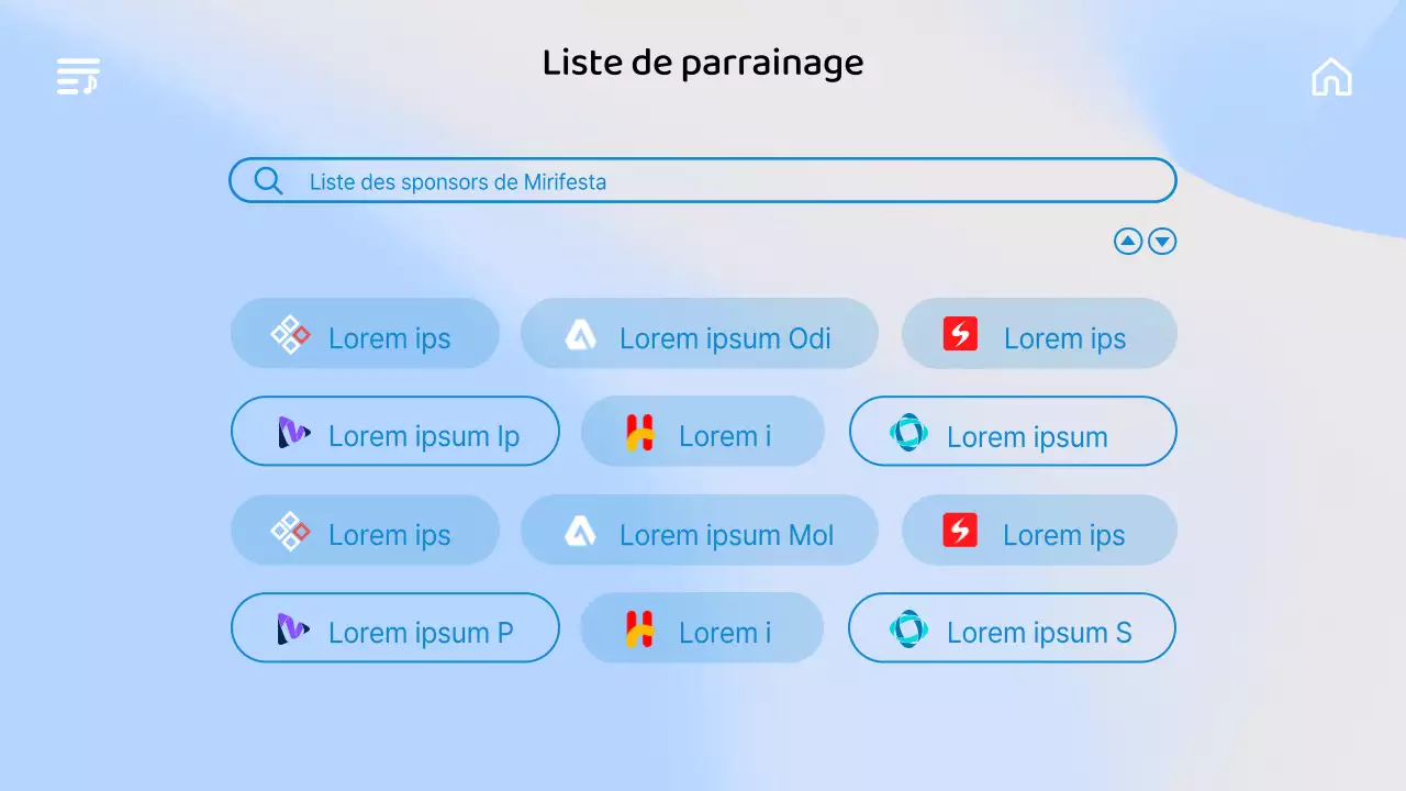 Une brochure de concerts émotionnelle avec un dégradé de bleu dans le style de l'interface utilisateur de la musique