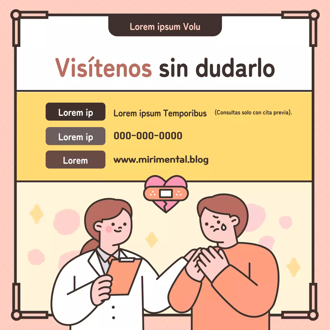 Ilustración en rosa pastel para promocionar un centro de asesoramiento psicológico