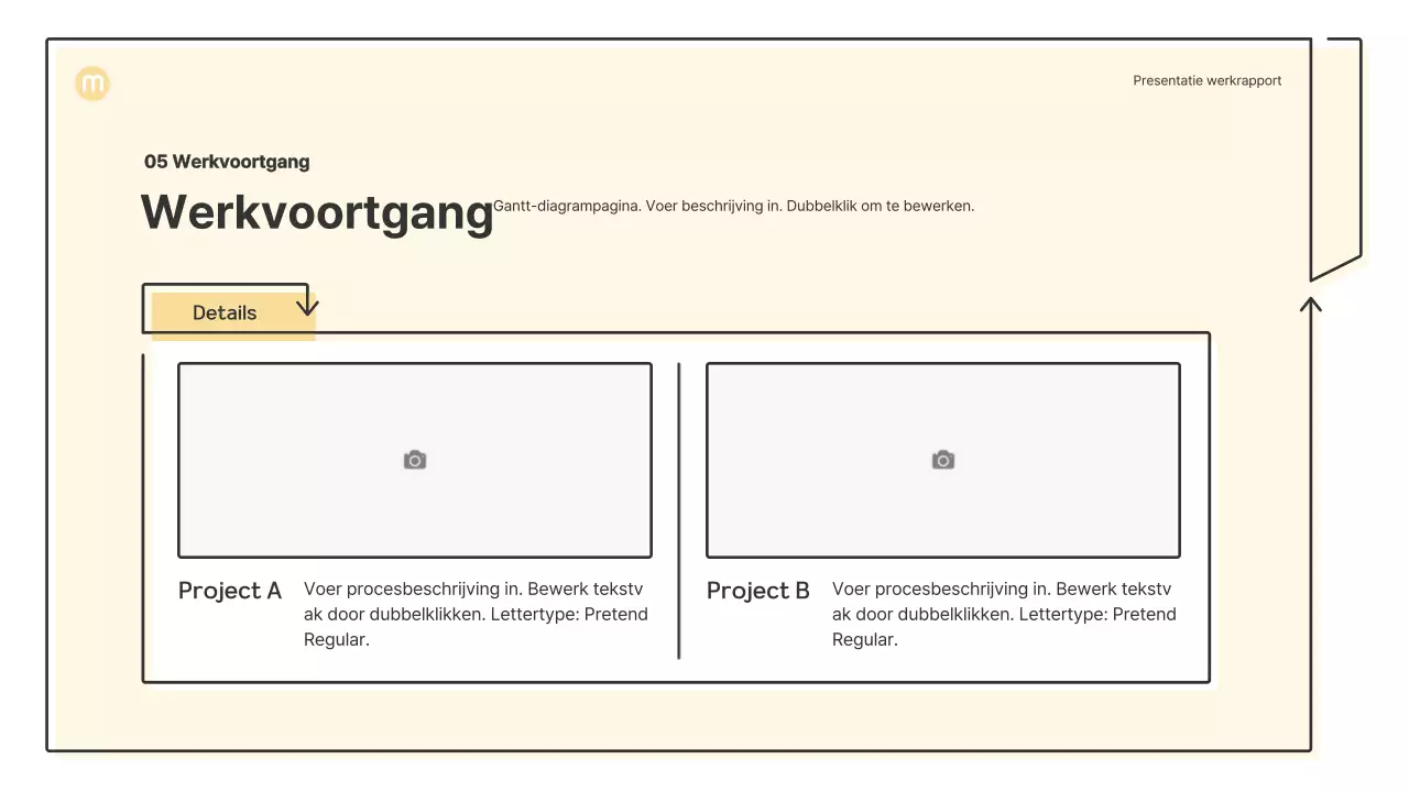 Puntvormen met pijlen in lichtgeel Zakelijk presentatiepakket