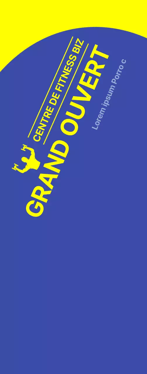 Bannière promotionnelle de gymnase ouvert sur fond bleu